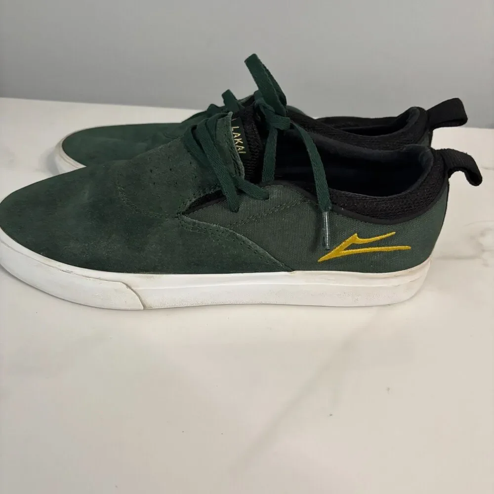 Lakai Men Riley 2 Skate Shoes Gum Suede Sole Slip On Riley Hawk Dk Green Size 7
